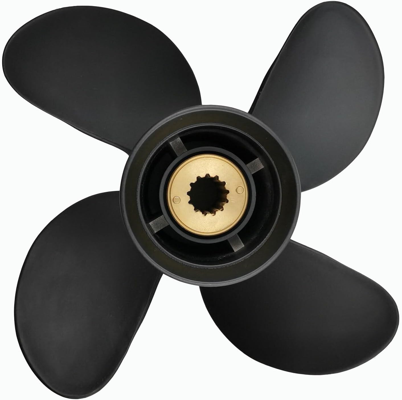 MARKGOO Propeller 10.3X13 Pitch 4 Blades RH 13 Spline Tooth with Hub Kit for Mercury Spitfire Outboard 25 30 35 40 45 48 50 55 60 70 HP Boat Motor Engine Parts Aluminum Prop 48-8M8026630