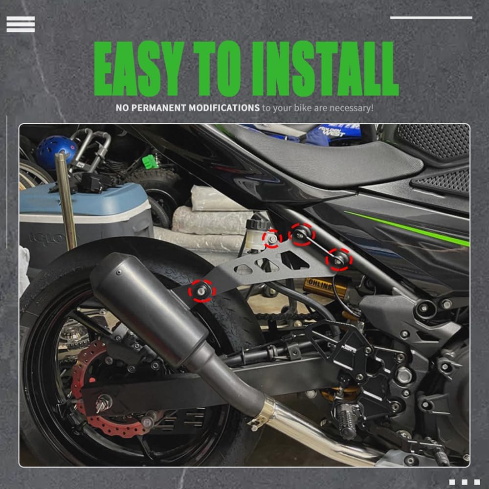 Motorcycle Exhaust Hanger Bracket Compatible with Ninja 400 Ninja400 Z400 2018-2023 2024 2025 Ninja 500 SE Z500 Aluminum Exhaust Pipe Muffler Pipe Support Guard Holder