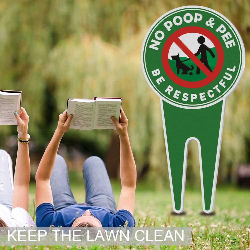2 cartelli di divieto di pipì per cani, scritta in lingua inglese “No Poop and Pee, Be respectful”, double-face, per giardino e cortile, 30 x 15 cm