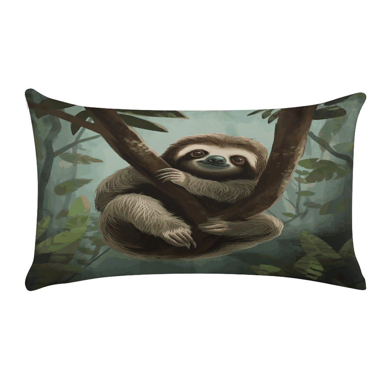 LDGSUPH Sloth2 Throw Pillow Cover with Zipper Long Throw Pillow Case Anti-Fading Pillow Protector Super Soft Decorative Cushion Case Exquisite Plush Pillowcase12 X 20 in