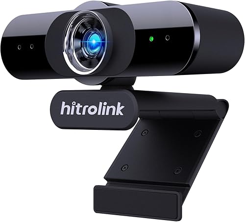 HITROLINK Cámara web de enfoque automático con micrófono y cubierta de privacidad para laptop, cámara web FHD 1080P para PC con USB, cámara web de