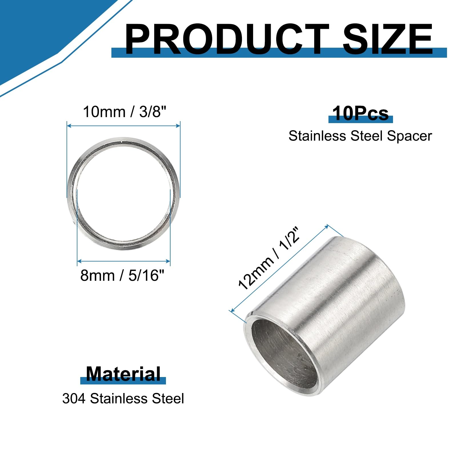 PATIKIL 304 Stainless Steel Spacer - Image 2