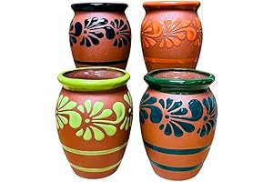 Multicolor 4 Plumeado Cantarito Set for a Vibrant Fiesta