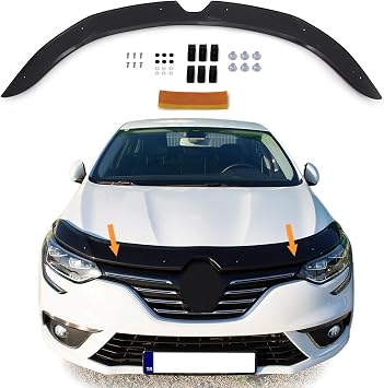 Hood Deflector Guard fits Renault Megane 4 2016+, Bugflector Bug & Bonnet Shields, Black ABS Hood Protector, Protects from Particles & Bug, All Weather Durable Car Exterior Accessories
