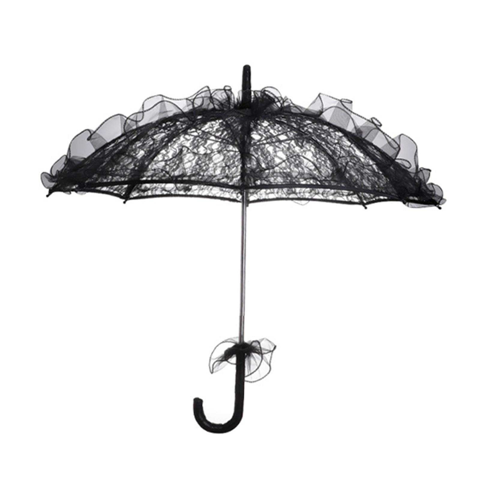ZOOMELLA Handmade Lace Umbrella Wedding Parasol Bridal Wedding Dancing Accessories Black-image-5
