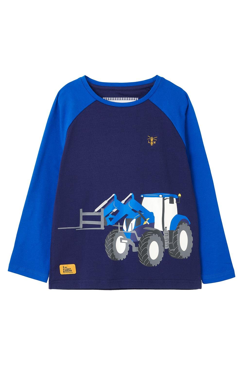 Lighthouse Boys Blue Front Loader Mason Long Sleeved Top - Kids Tractor Print Tee - 2-3 Years