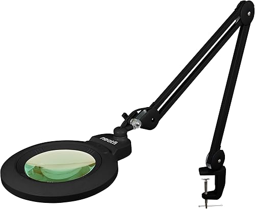 Neatfi XL lupa LED bifocal, lente acrílica de 7 pulgadas, aumento 5D/20D, manos libres, luz regulable, 168 LEDs SMD, brazo ajustable para Negro