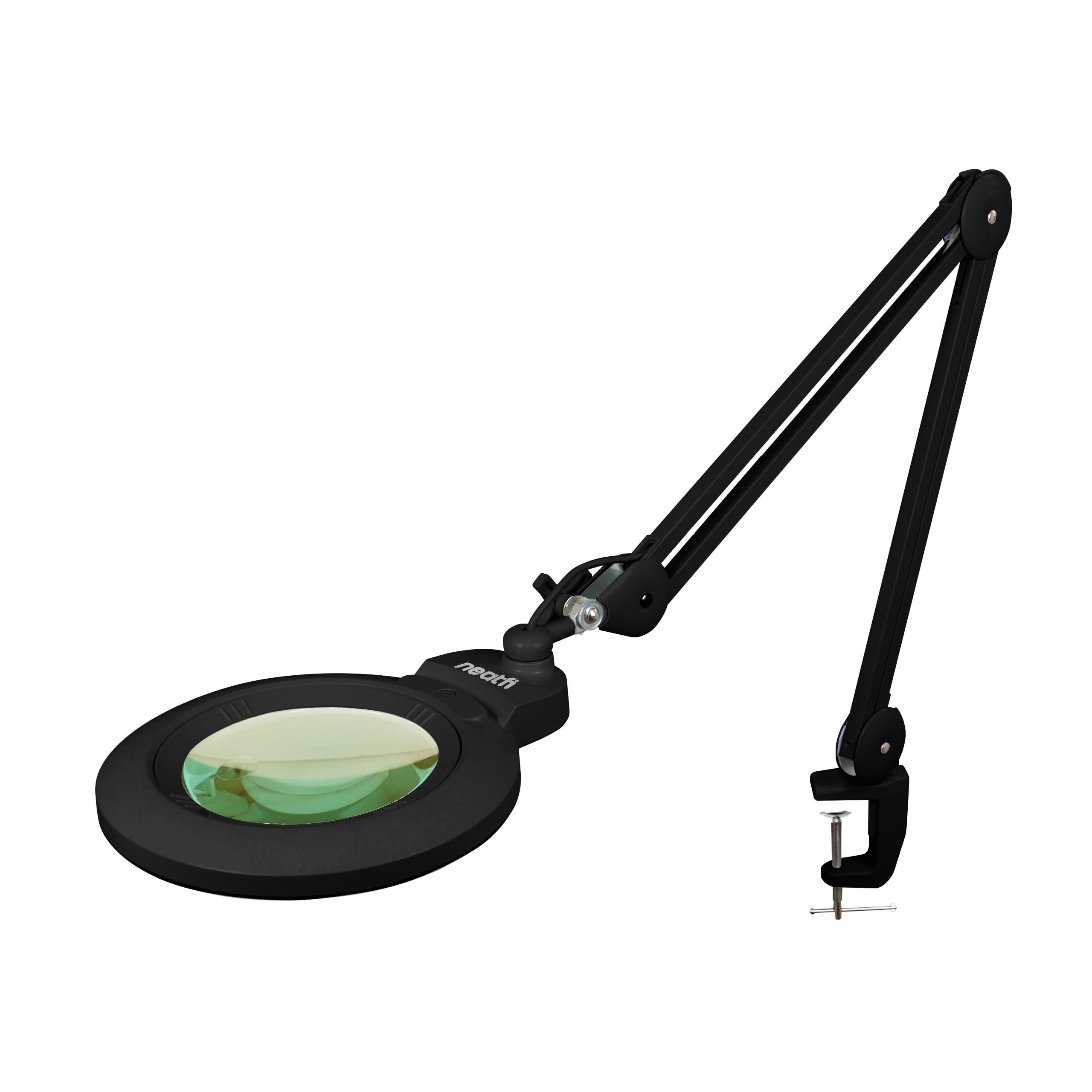 Neatfi XL Bifocal LED Magnifying Lamp, 7” Acrylic Lens, Dual Magnification 2.25X/6X, 1,600 Lumens Dimmable | 3 Light Modes, Adjustable Arm & Clamp |