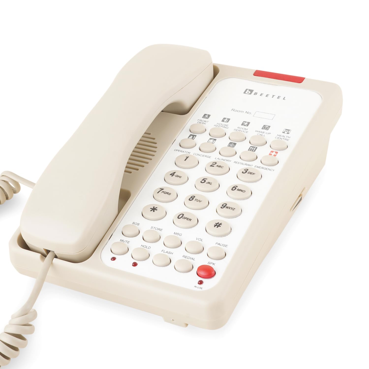 Beetel H95 Hotel Landline Phone,Two way Speaker phone,In use,Ringer & Hold LED,10 Programmable Guest Keys and Flash timing,SOS Function,Hearing Aid Function,Desktop/Wall Mountable,8 Speed Dial (IVORY)-image-47
