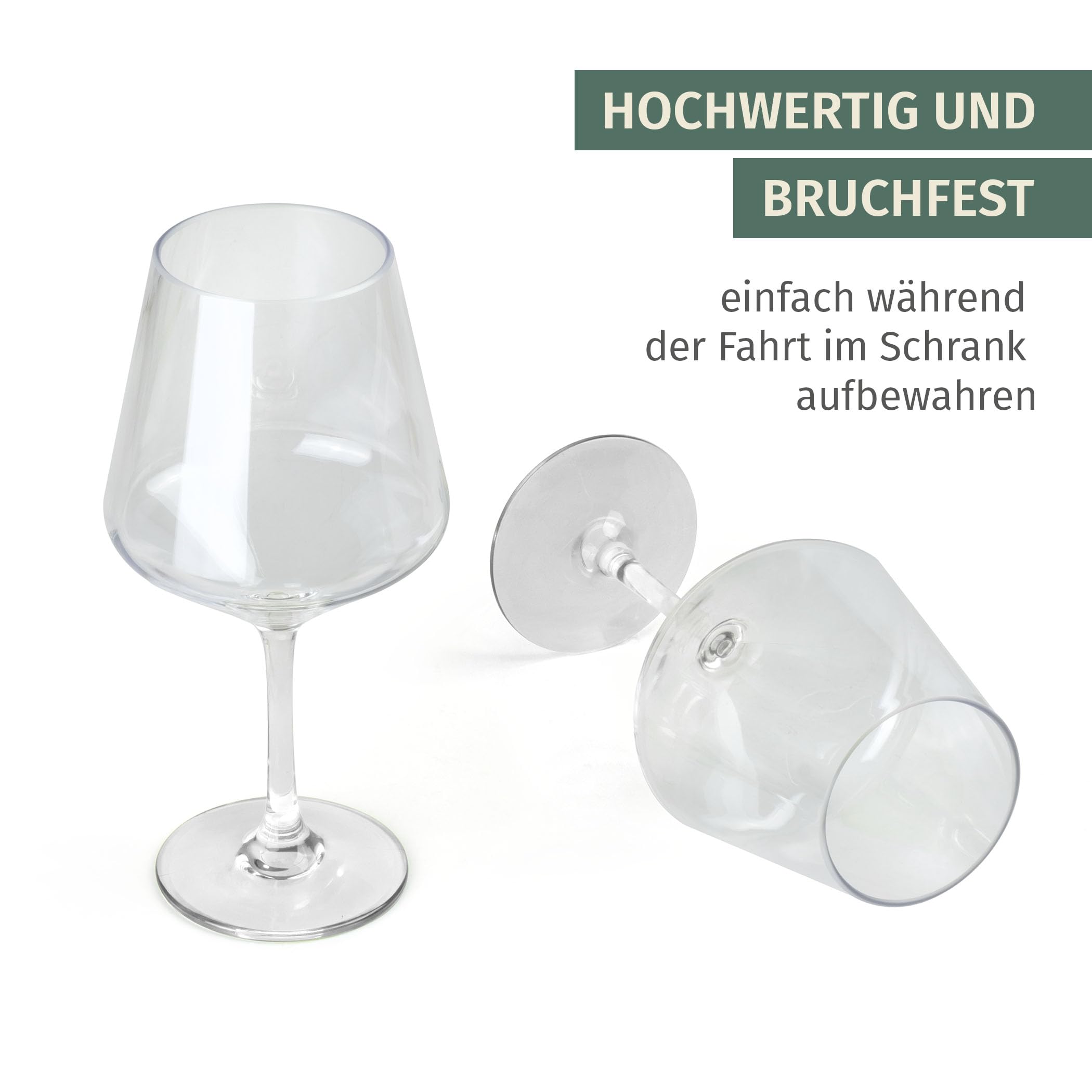 Moritz Milano Weingläser 460 ml Camping Gläser Polycarbonat 2 Stück bruchfest Weißwein Gläser Set kratzfest Weißweingläser
