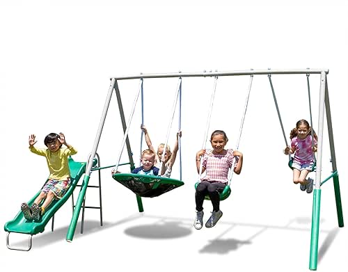 Sportspower Northridge Metal Swing Set, 500 lb Capacity, 32" Saucer,