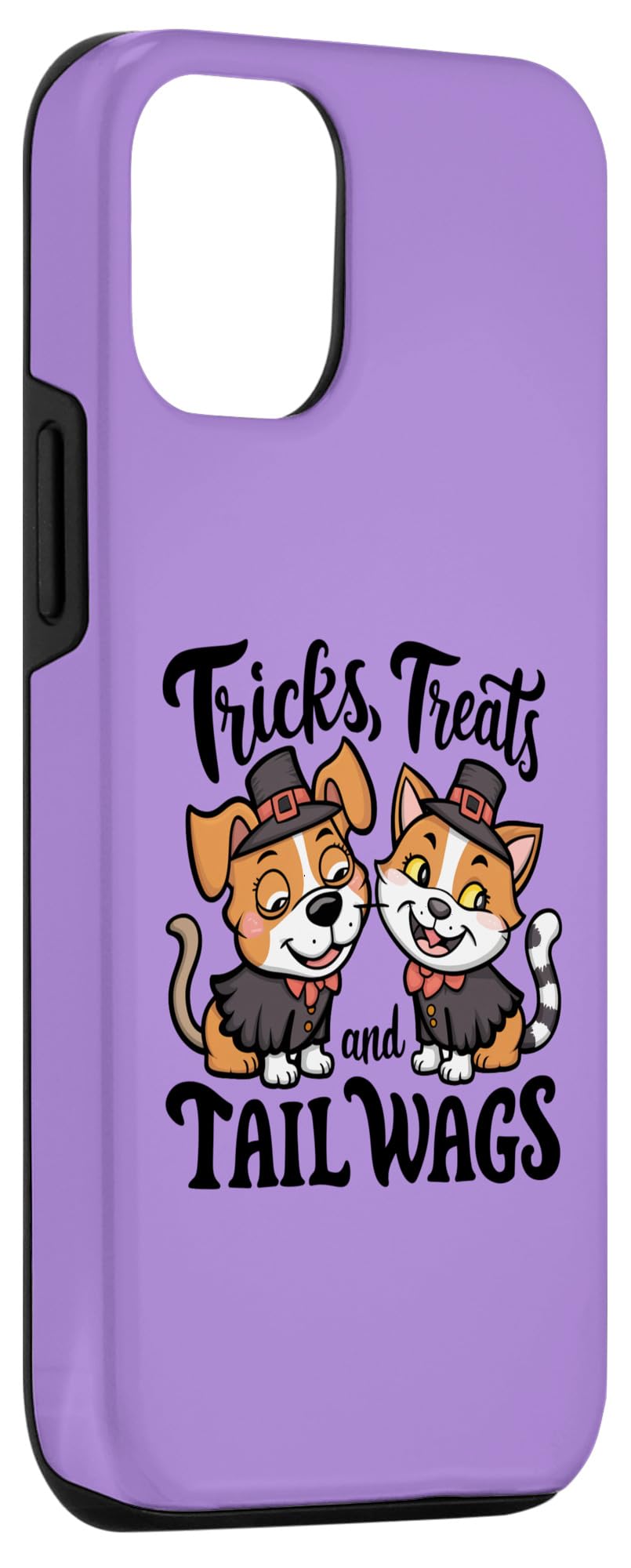 iPhone 13 Cute Halloween Cat & Dog - Tricks Treats and Tail Wags Case - Image 3