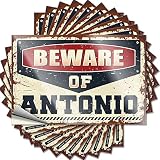 Decalcomanie lavabili in lavastoviglie Beware of Antonio & Firefighter Helmet Easy Apply Funny Bar Signs for Home Bar (8 x 12 cm, 10 pezzi)