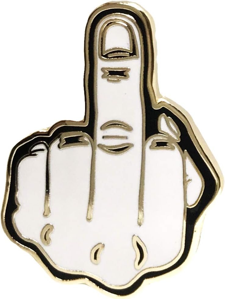 Emoji Enamel Lapel Pin - Funny Internet Meme Brooch Clip - Fun Trendy Accessory for Jacket T-Shirt Bag Hat Shoe (Middle Finger White)