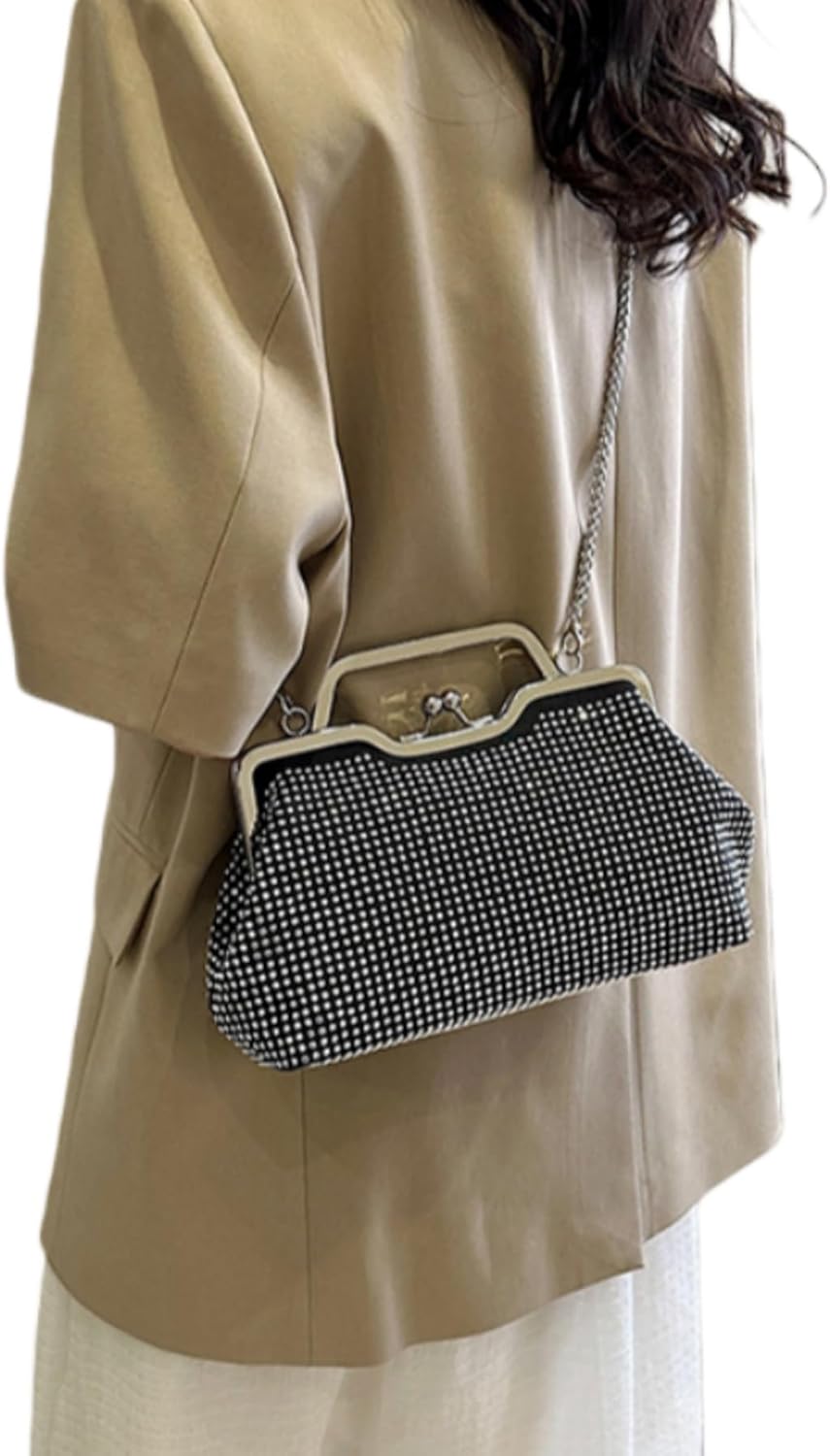Women Sequins Evening Handbag Glitter Top Handle Purse Chain Cross-body Bag