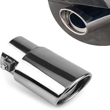 Pack-1 Stainless Steel Exhaust Tip, Straight Type Tailpipe Muffler, Automobile Modification Supplies, Universal for Most Cars, Trucks and Vans Silver