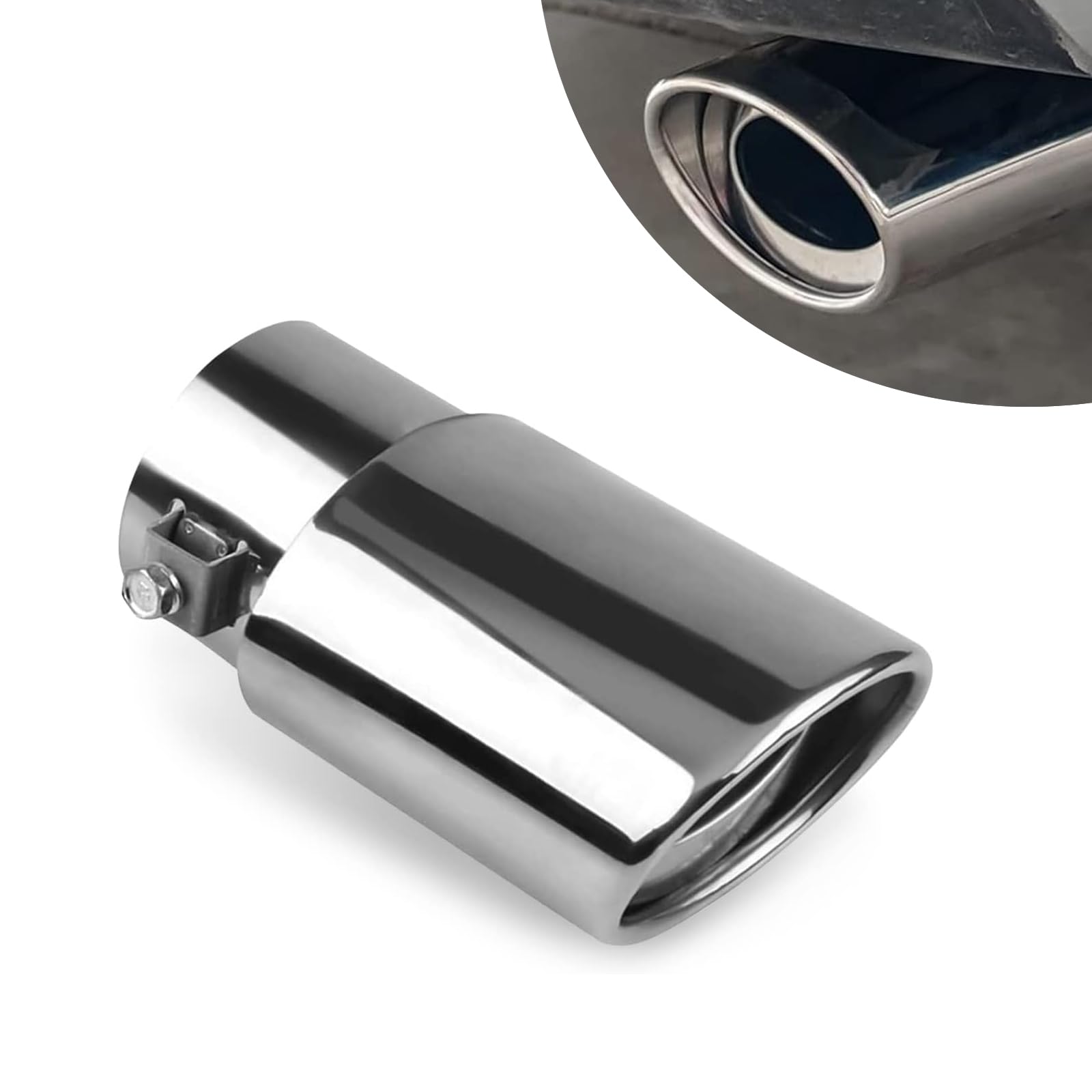 Pack-1 Stainless Steel Exhaust Tip, Straight Type Tailpipe Muffler, Automobile Modification Supplies, Universal for Most Cars, Trucks and Vans (Silver)