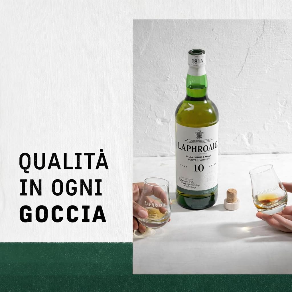 Laphroaig, Islay Single Malt Scotch Whisky 10 years, 100% orzo maltato - 1 bottiglia da 700ml