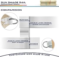 Vista 5 de Windscreen4less Toldo tipo vela triangular impermeable de 16 x 16 x 16 pies, bloqueo UV para pérgola, patio, terraza, balcón y exterior (beige)