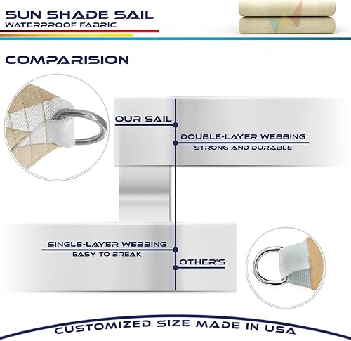 Miniatura 5 de Windscreen4less Toldo tipo vela triangular impermeable de 16 x 16 x 16 pies, bloqueo UV para pérgola, patio, terraza, balcón y exterior (beige)