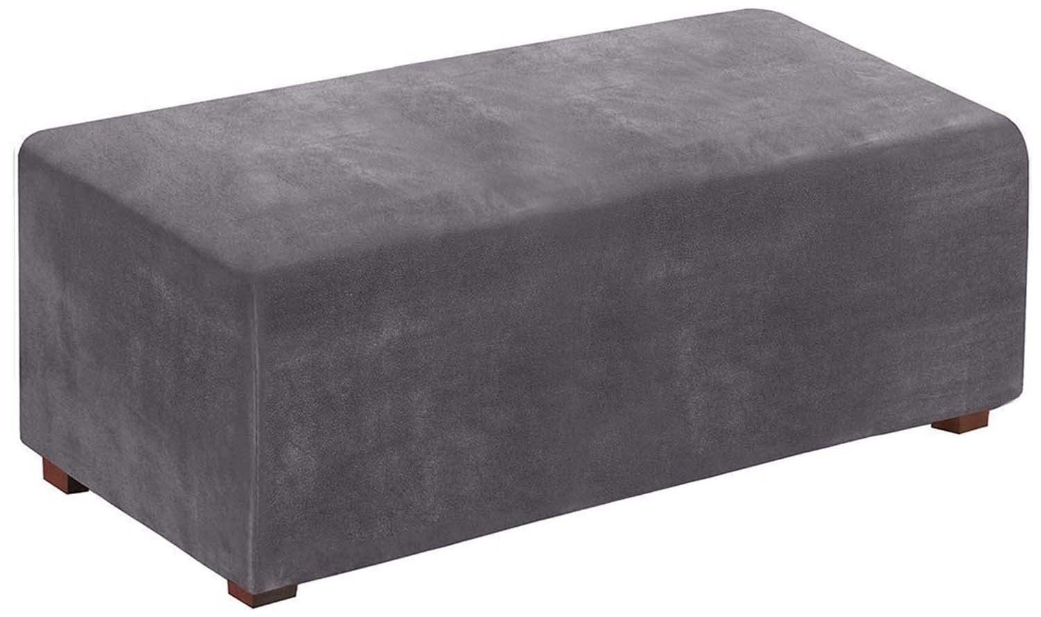 Housse de pouf en velours anti-poussière amovible pour ottoman 130-160cm