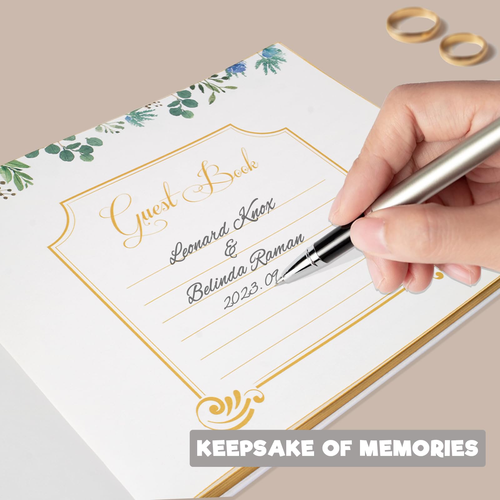 Gästebuch zur Hochzeit, Einschreibbuch für Hochzeitsempfang, Babyparty, Gästebuch Polaroid mit Goldfolie vergoldeten Kanten