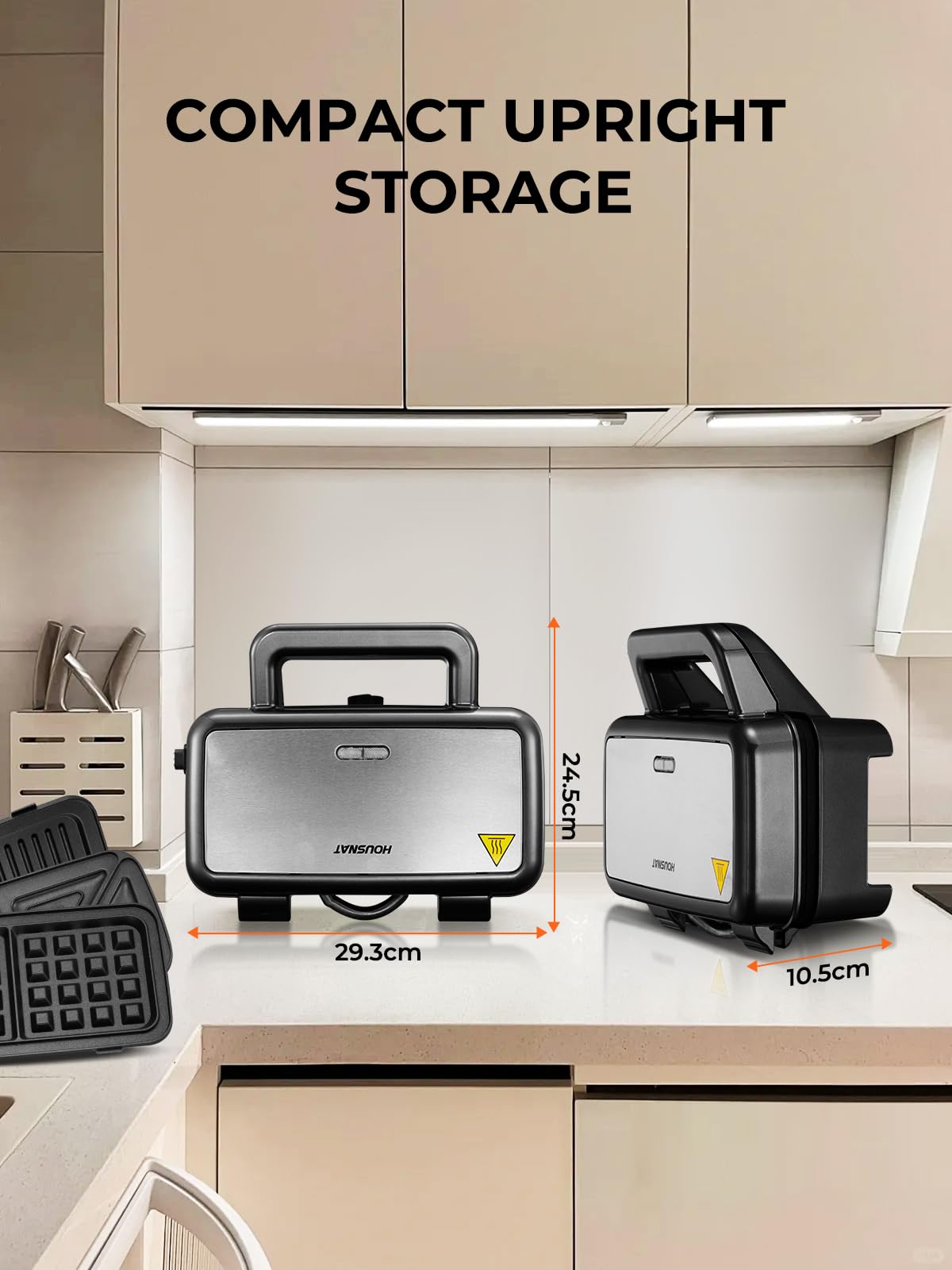 Sandwichera 3 en 1, 1200W Gofrera, Grill Sandwichera Plancha con Interruptor de Seguridad, 3 Placas Antiadherentes y Extraíbles, Control de Temperatura de 5 Velocidades y Manija Cold Touch