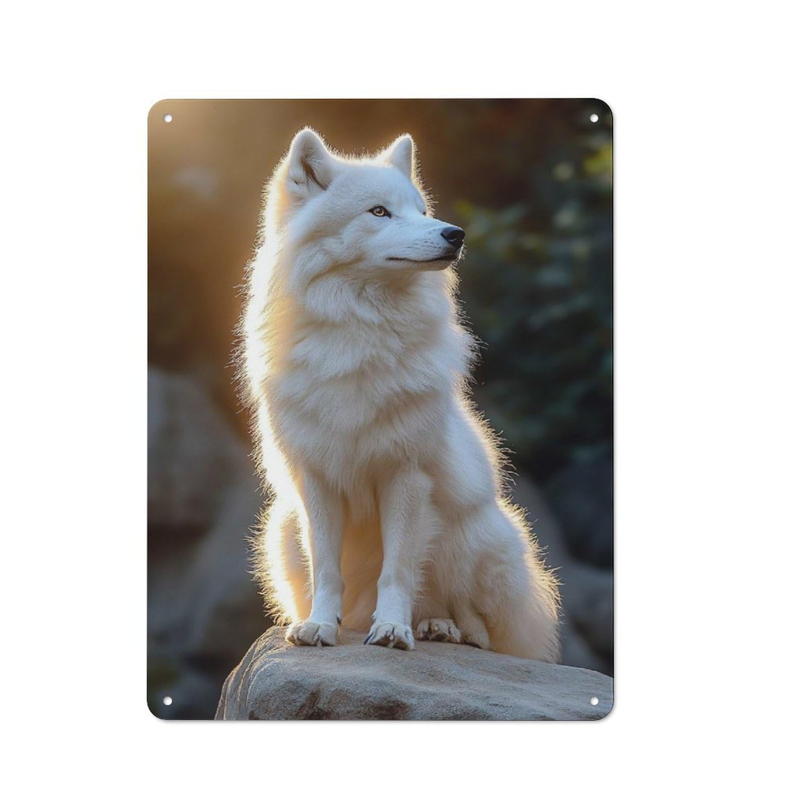 Junmoney Style-1 Majestic White Wolf Portrait Vintage Metal Sign 40X30cm For Lounge Or Reading Corner, For A Room Refresh Centred On Metal Wall Decor