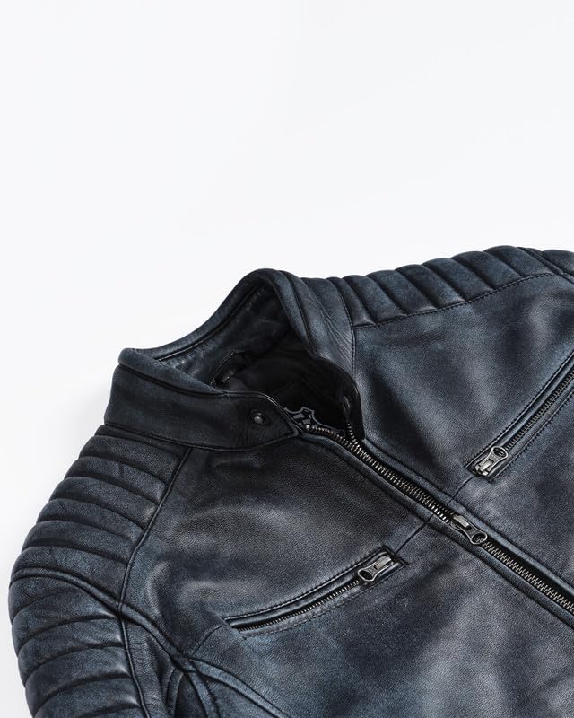 Image of Blingsoul Real Lambskin Leather Jacket Men - Cafe Racer Style Premium Men's Leather Jacket