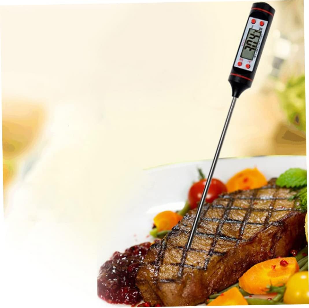 review CurcKua Convenient Digital Food Thermometer Probe Thermometer, Digital Probe Food Thermometer LCD Screen Cooking Thermometer with Long Stainless Steel Probe Black,
