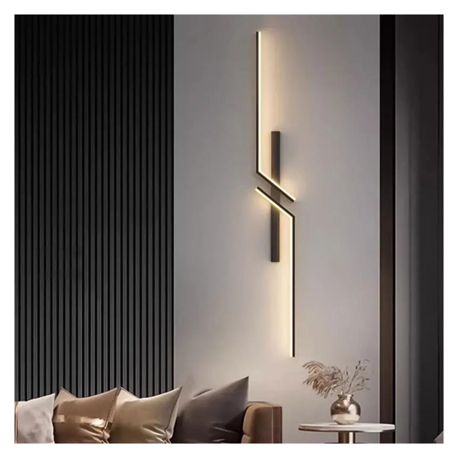 HPTHLY Nordic Indoor Led Wall Lights Bedroom Bedside Wall Sconce Interior Wall Lamp Black Gold,Simple (Black-H60Cm)