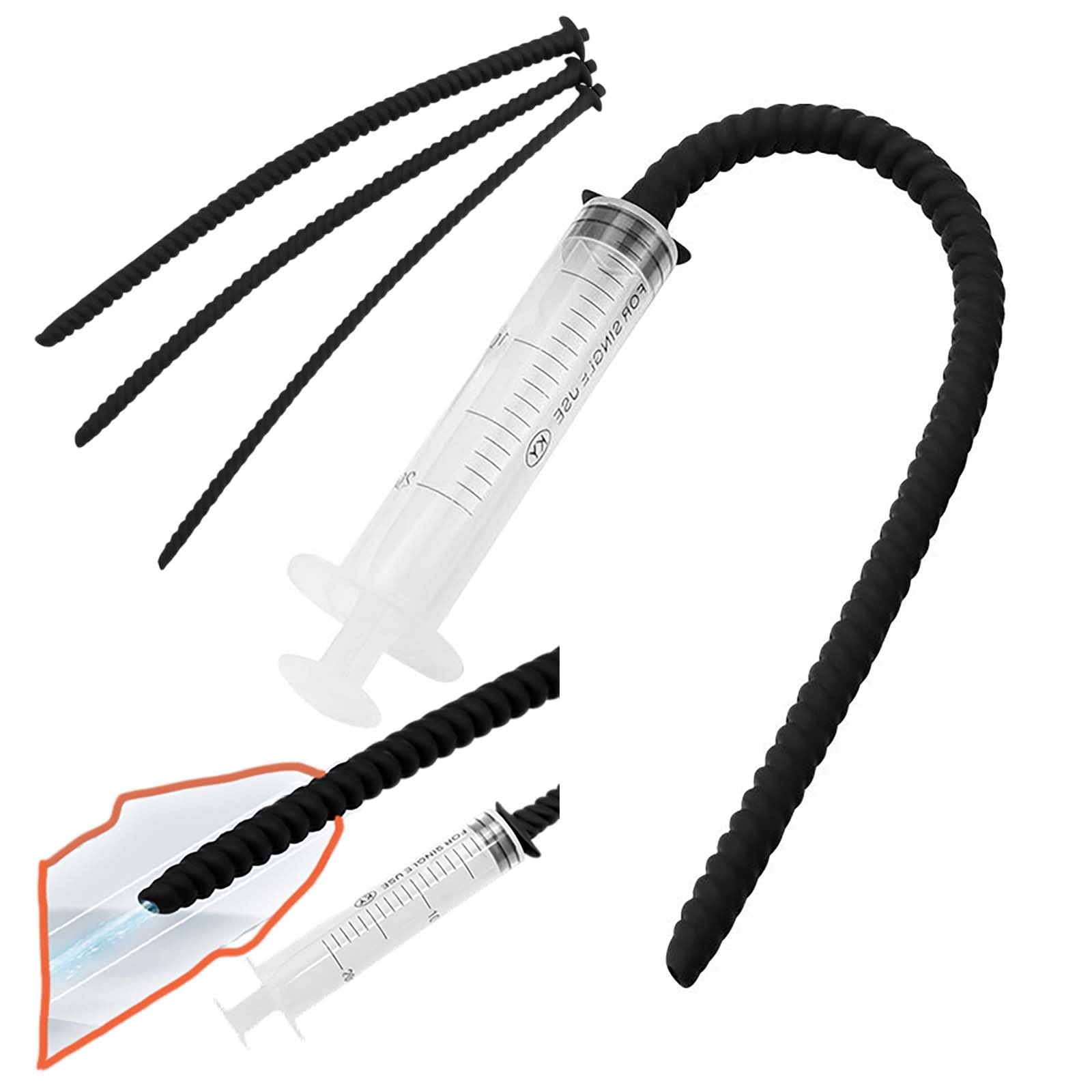 Asta vibrante liscia opzionale in 3 misure con siringa, speciale allungamento maschile per una minzione facile, set di allenamento speciale per uomini -D23IT (3 sizes combination)