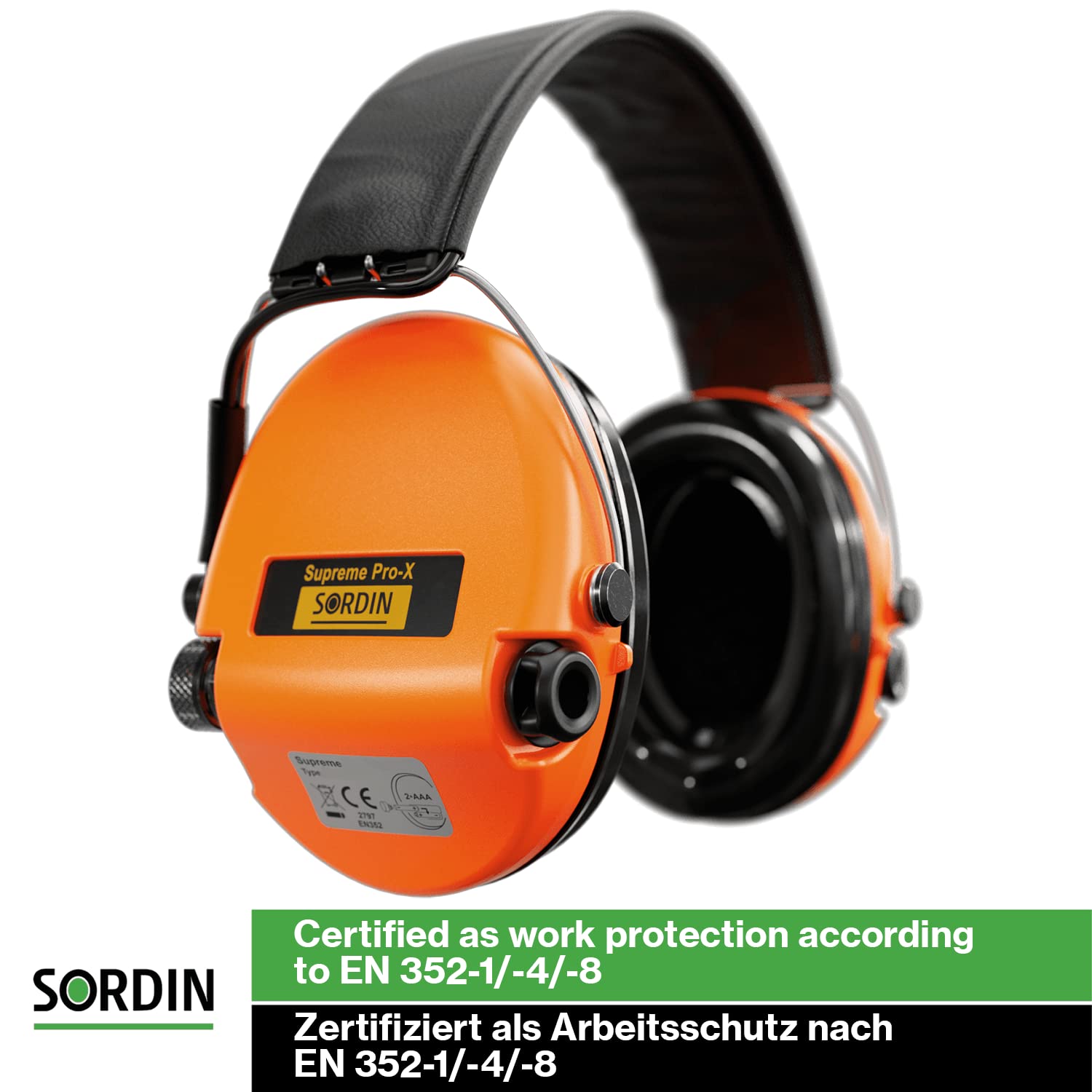 Sordin PRO X Casco electrónico - Protección auditiva - Orejeras 75302-X/L-14-S - SNR : 25 dB - Amplifican los snidos ambientales - Naranja