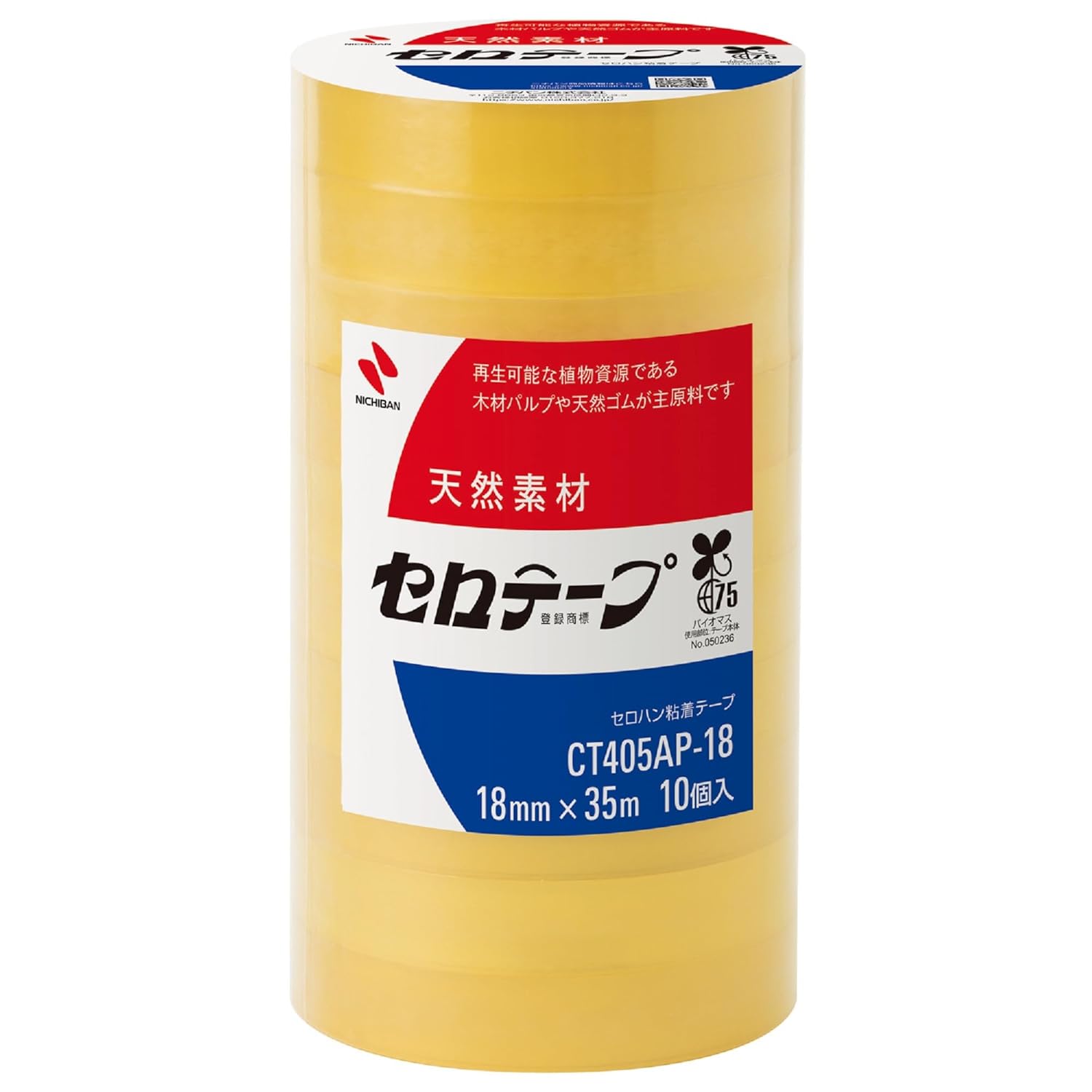 Nichiban CT405AP-18 Cellotape Large Rolls, 10 Rolls, 0.7 inches (18 mm) x 138.4 ft (35 m)