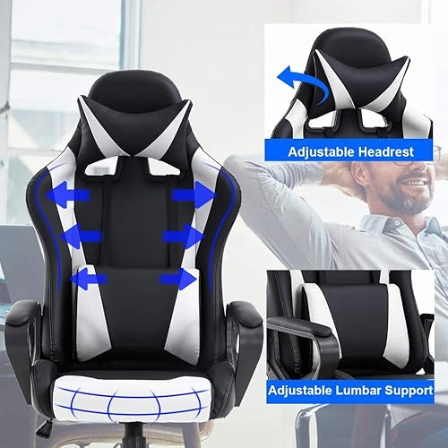 Miniatura 4 de Pc Gaming Chair High Back Ergonomic Office Chair with Lumbar Support Arms Headrest Massage PU Leather Racing Computer Chair Adjustable Swivel Game