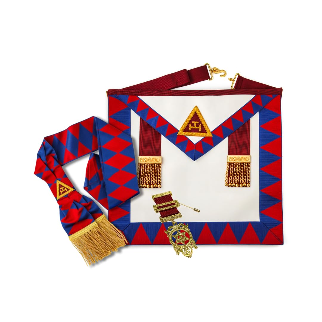 Masonic Royal Arch Principals Regalia Set | Lambskin Apron, Sash and Breast Jewel | Premium Masonic Gift Set for Freemason Men