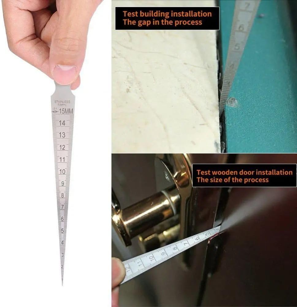 Depth Ruler Feeler Accurate Gap Gauge Stainless Steel Support Inch and Metric System Welding Gauge Measuring Tool(Silver)