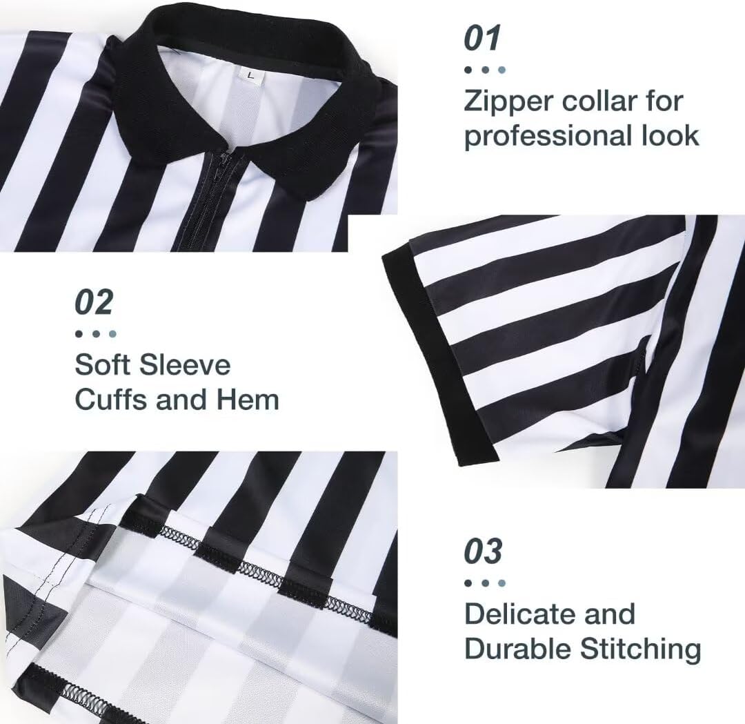 Sporting Goods Men's Referee Shirt, Pro-Style Referee Costume with Penalty Flag Whistle Referee Card - Image 2