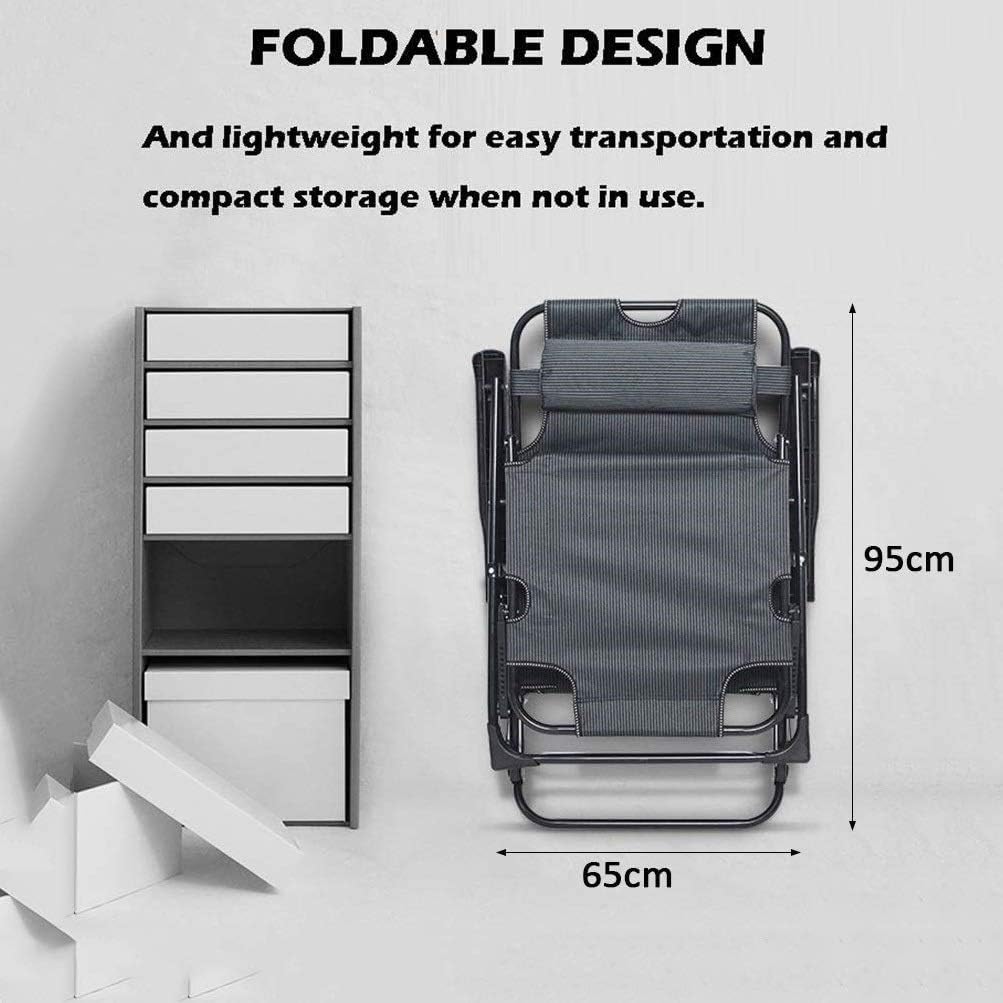 Sun Lounger Patio Chairs Reclining for Heavy People Outdoor Beach Lawn Camping Portable Chair Foldable Garden Deck Chair with Neck Pillow Support 200kg (Color, Blue Pattern),Blue Pattern