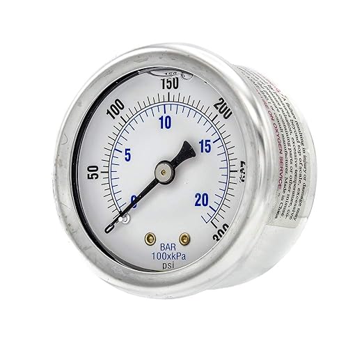 Miniatura 8 de PIC Gauges 202L-204F Medidor de presión relleno de glicerina con carcasa SSbisel, internos de latón, lente de PC, esfera de 2 pulgadas, rango de