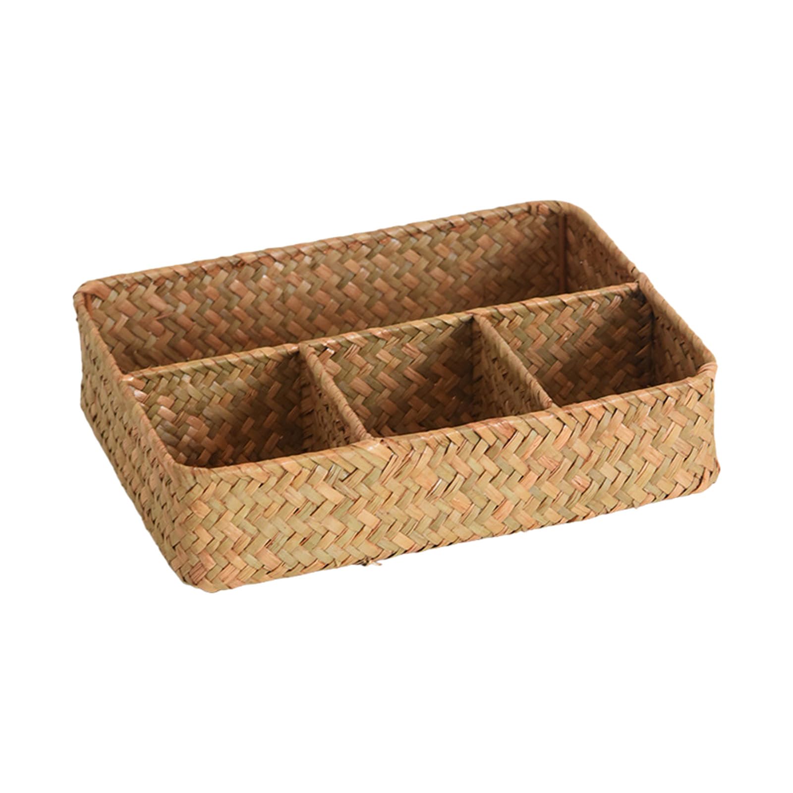 Straw Woven Storage Basket Multi-Compartment for Home & Natural Decor Straw Woven Storage Box