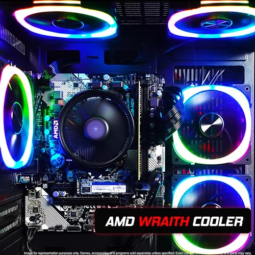 Image of SAAV Atlas Prebuilt Gaming PC Bundle Desktop Tower AMD Ryzen 5 8500G Radeon 740M Graphics 22in Monitor 16GB DDR5 256GB NVMe SSD WiFi 6 Windows 11 Black RGB Computer PC Gaming