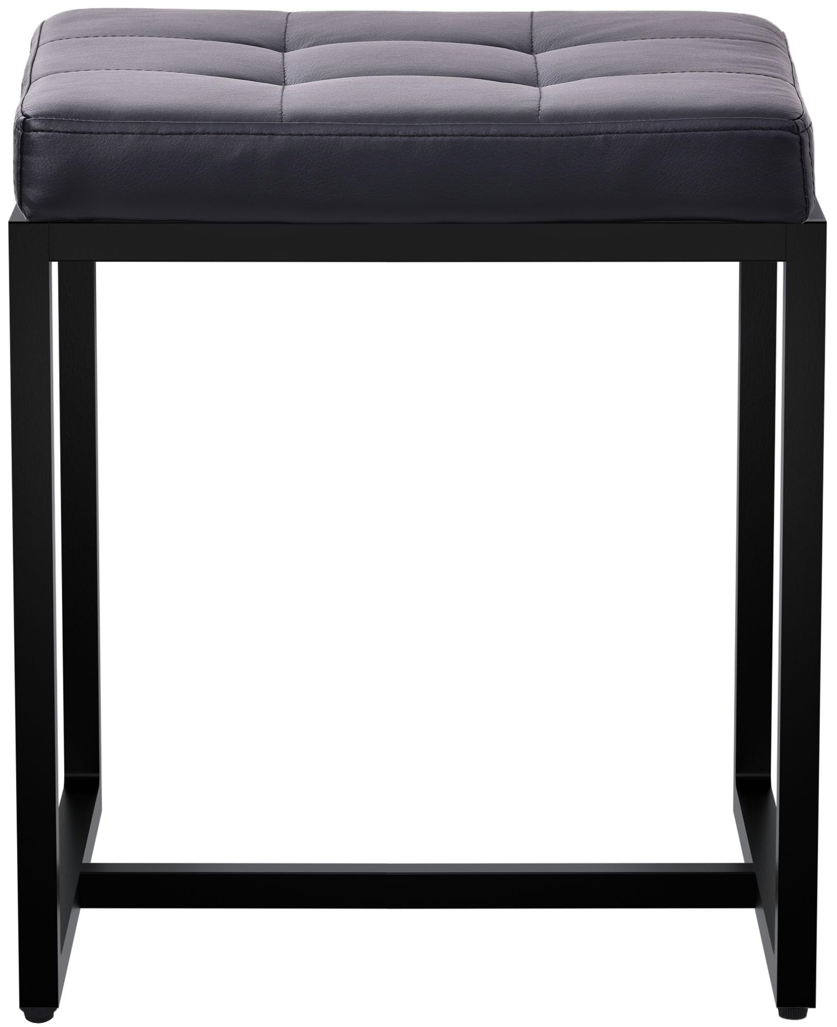 CLP Sgabello Barci I Sgabello moderno | Sgabello imbottito di alta qualità con struttura in ferro verniciato a polvere nero, Colore:nero, Materiale:Ecopelle