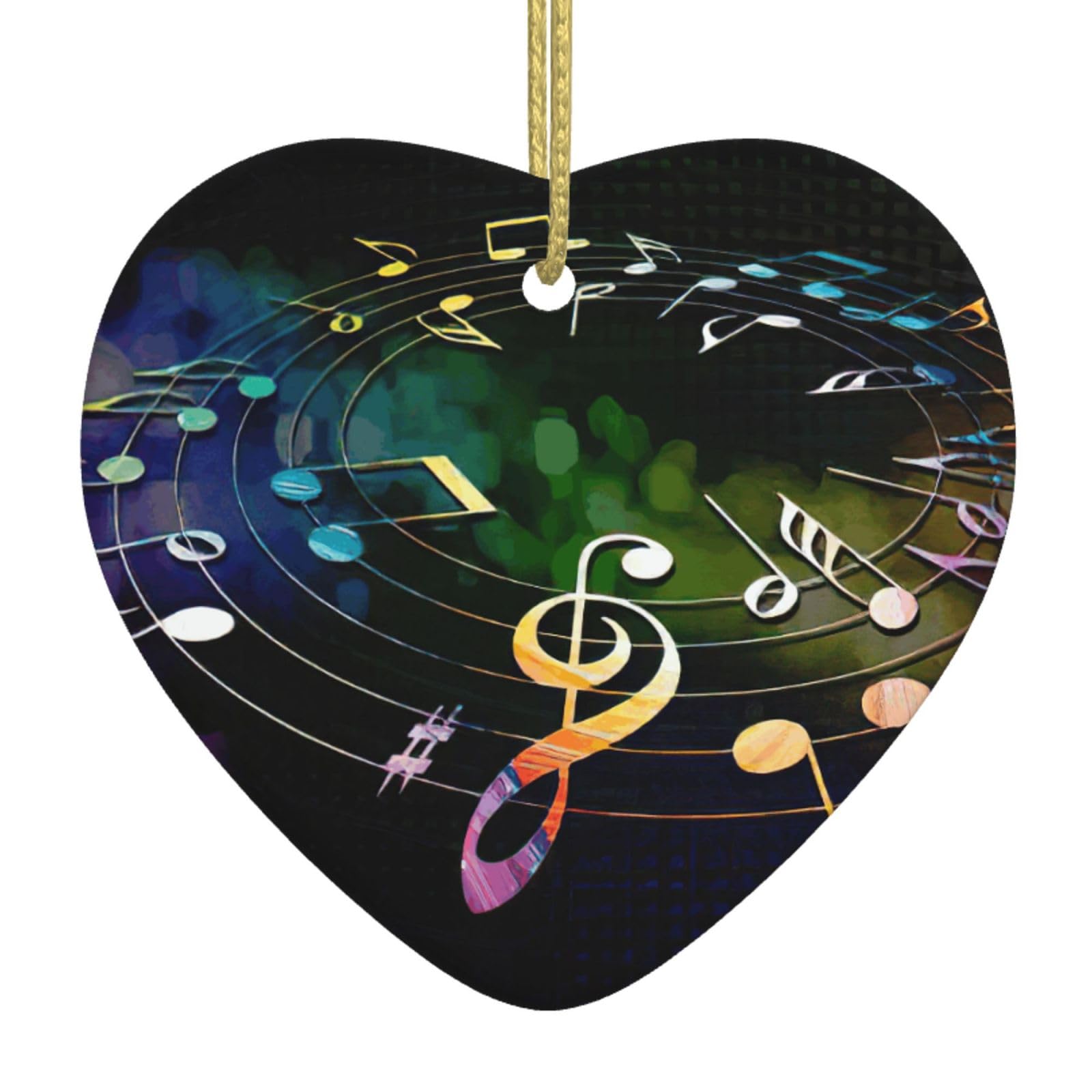 Colorful Music Notes Hanging Ornament Christmas Tree Ornaments For Friend Xmas Heart Ceramic Decorations