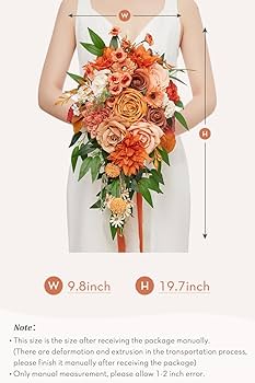 ブライダルブーケ　ブートニア　オレンジ オレンジ コスモスブーケ ウェディングブーケ ブートニアセット