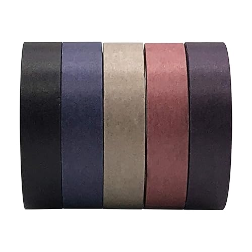 EnYan Juego de cintas Washi de color sólido, 5 rollos de decoración básica de 0.394 pulgadas de ancho, cintas decorativas japonesas para