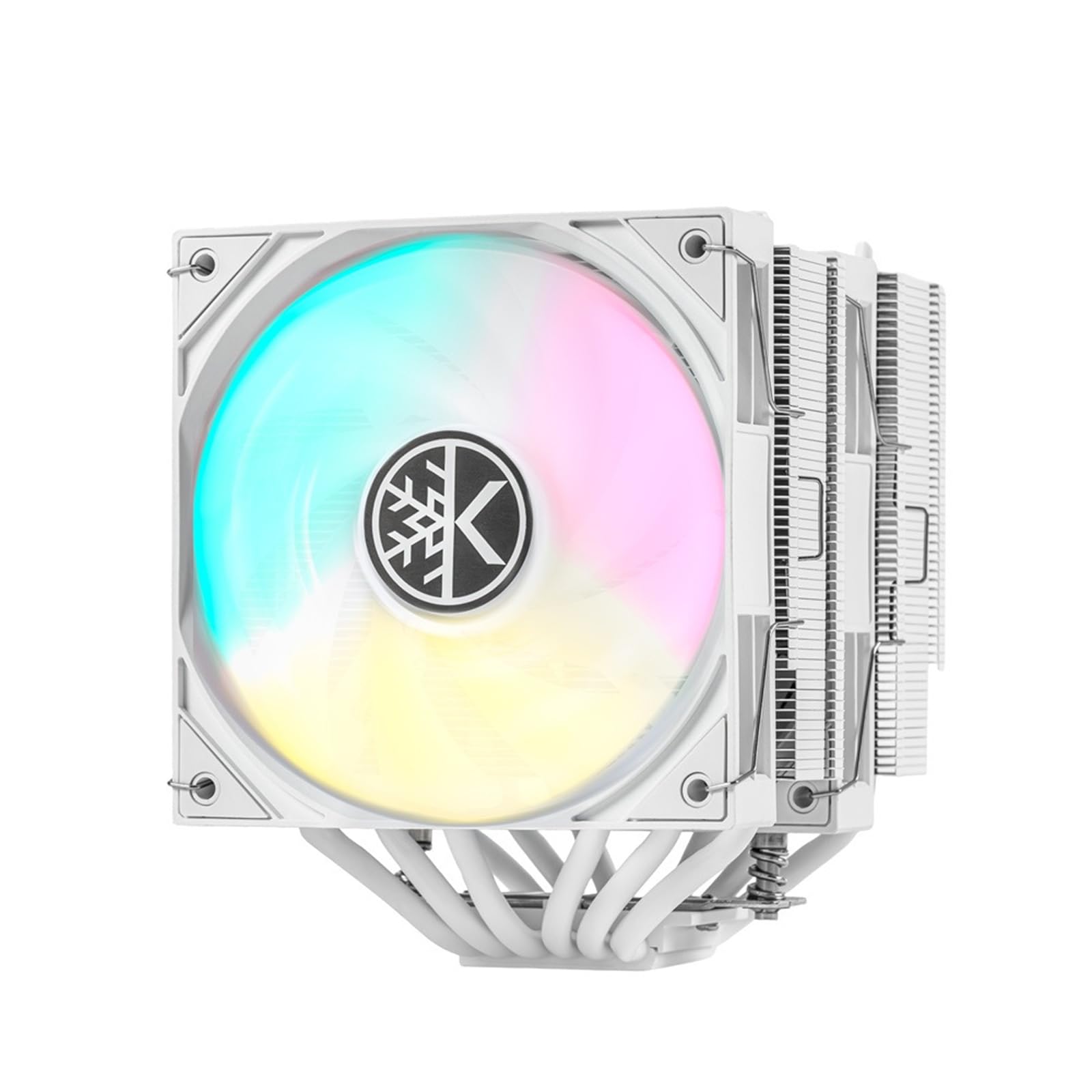KINGCOOL Iron Wind 120 ARGB CPU Air Coolor, 6 Heat Pipes & Dual Towers, Dual 120mm PWM Fans, 1800 RPM Speed, ARGB Lighting, PC Cooler for AMD AM4 AM5/ Intel LGA 1851/1700, White-image-1