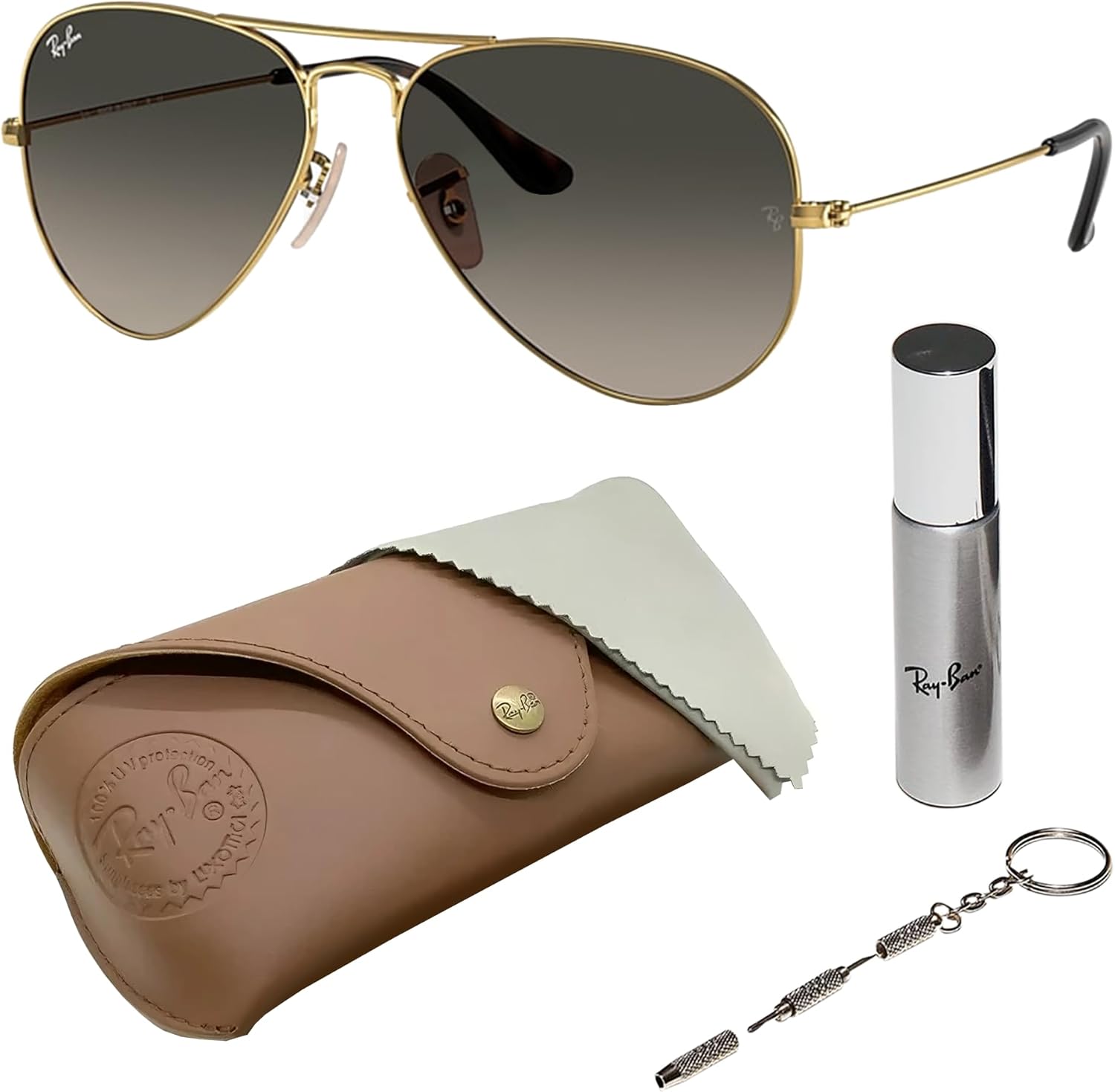 Ray-Ban RB3025 AVIATOR HAVANA COLLECTION Pilot Shaped Sunglasses for Men & Women with Official RAYBAN Eyewear Kit