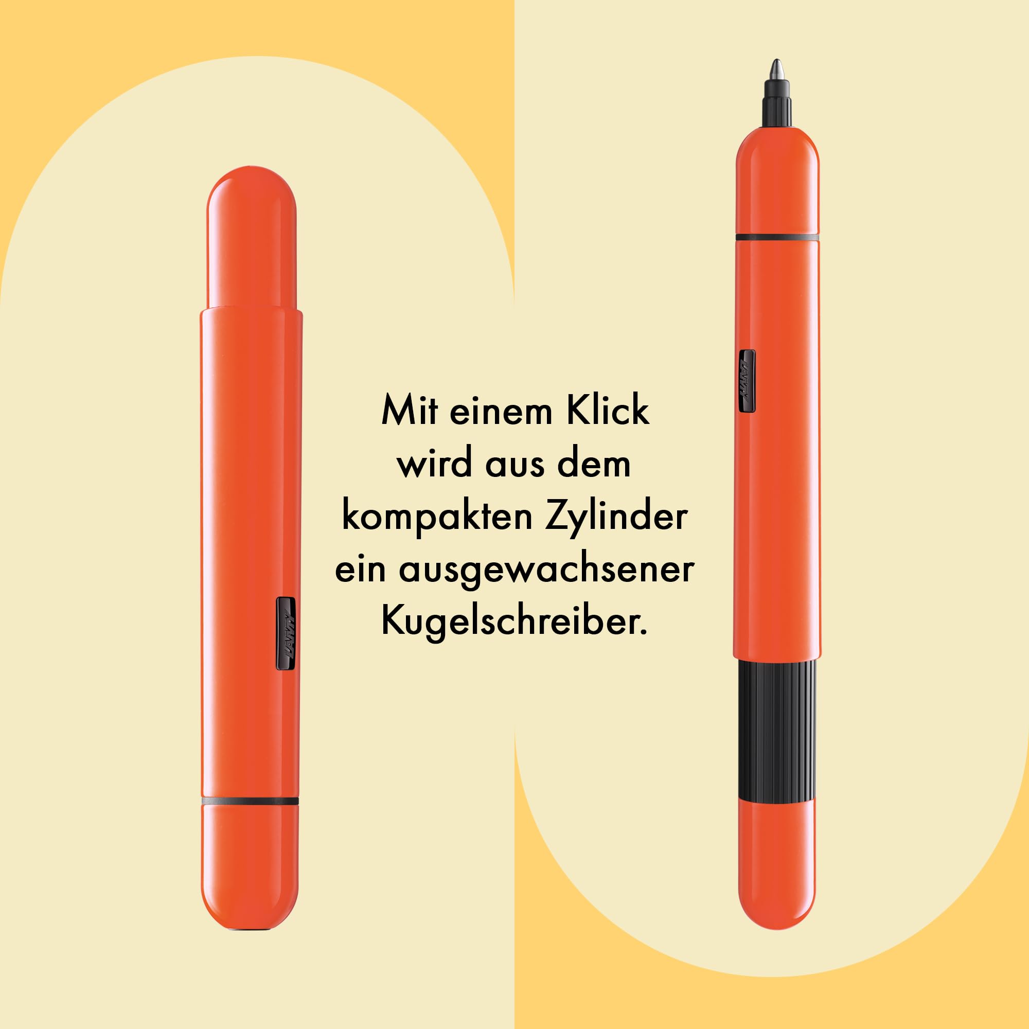 Lamy pico laser orange Kugelschreiber – Innovativer Pocket Pen Kuli – mit einem Klick in Full-Size – Gehäuse aus Metall & Strichbreite M – inkl. Compactmine M 22 in schwarz