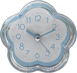 Alarm Clock, Cute Alarm Clock Flower Shape Quiet Low Noise Transparent Small Alarm Clock for Living Room Bedroom Bedside Desktop (Blue)